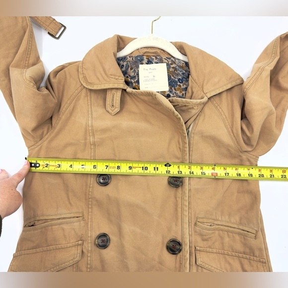 Free People Womens Big Ben Tipped Canvas Car Coat Size S Tan Jacket Peacoat Boho - Picture 10 of 12